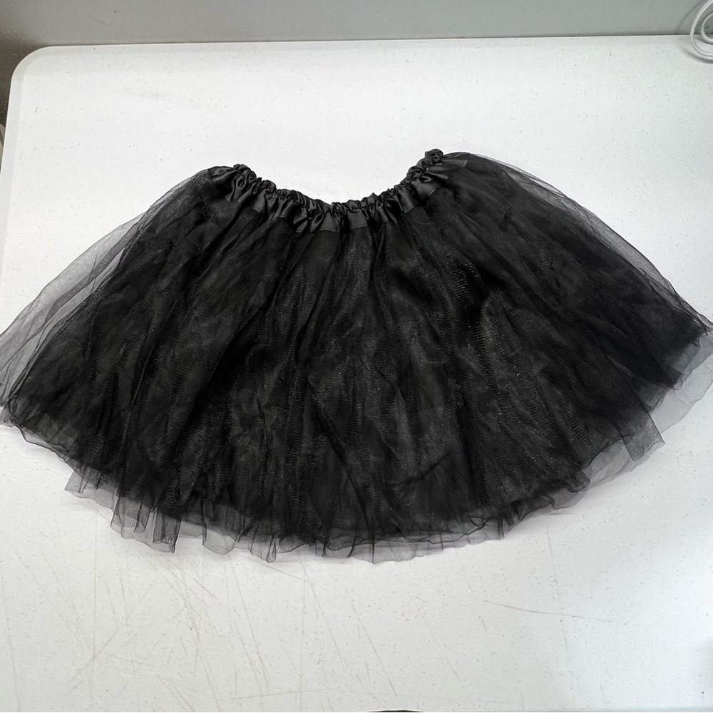Kangaroo Black 3 Layer Tulle Tutu Skirt Elastic Waist One Size Costume